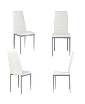 4 Pieces PVC Elegant Design Leather Dining Chairs with Solid Metal Legs