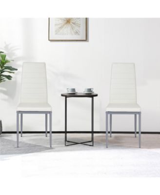 4 Pieces PVC Elegant Design Leather Dining Chairs with Solid Metal Legs