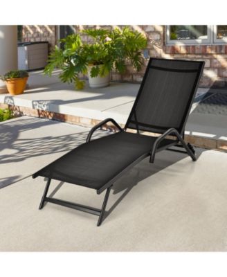 2 Pieces Outdoor Chaise Lounge with 5-Position Adjustable Backrest