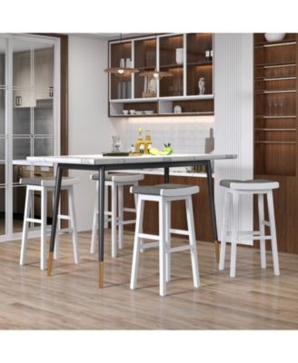 2 Pieces 31.5 Inch Upholstered Saddle Barstools with Padded Cushions