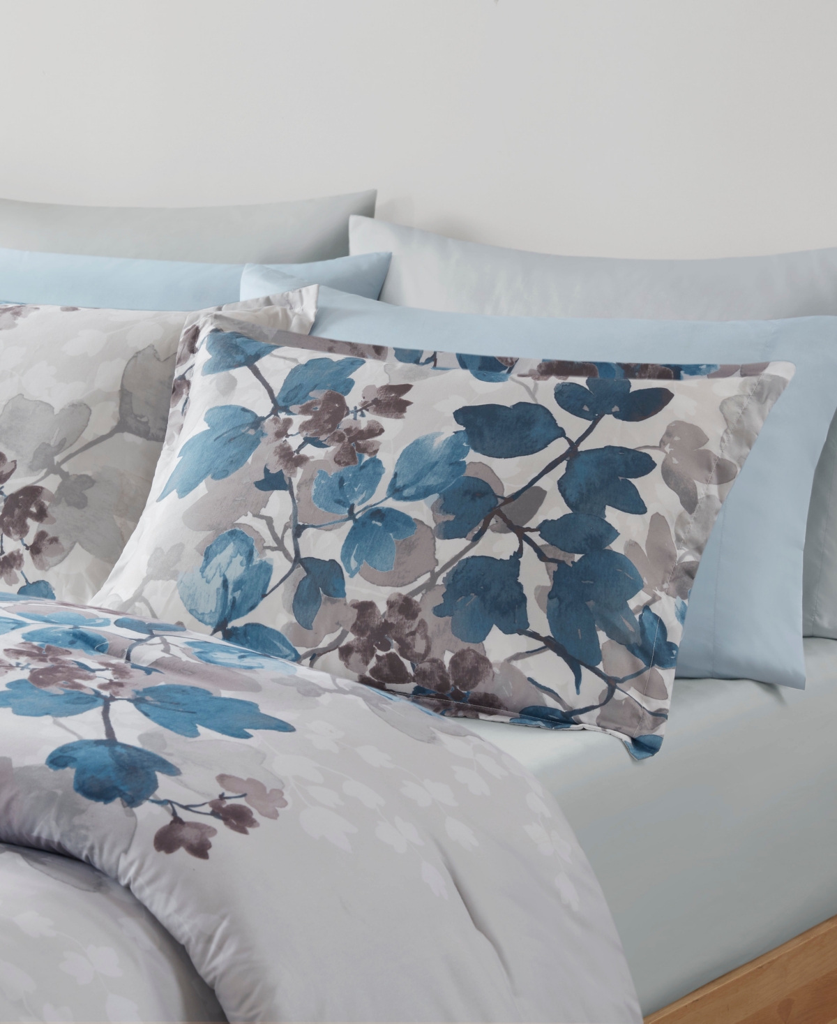 Madison Park Essentials Alexis Botanical Leaf 9-pc. Comforter Set, Queen In Blue