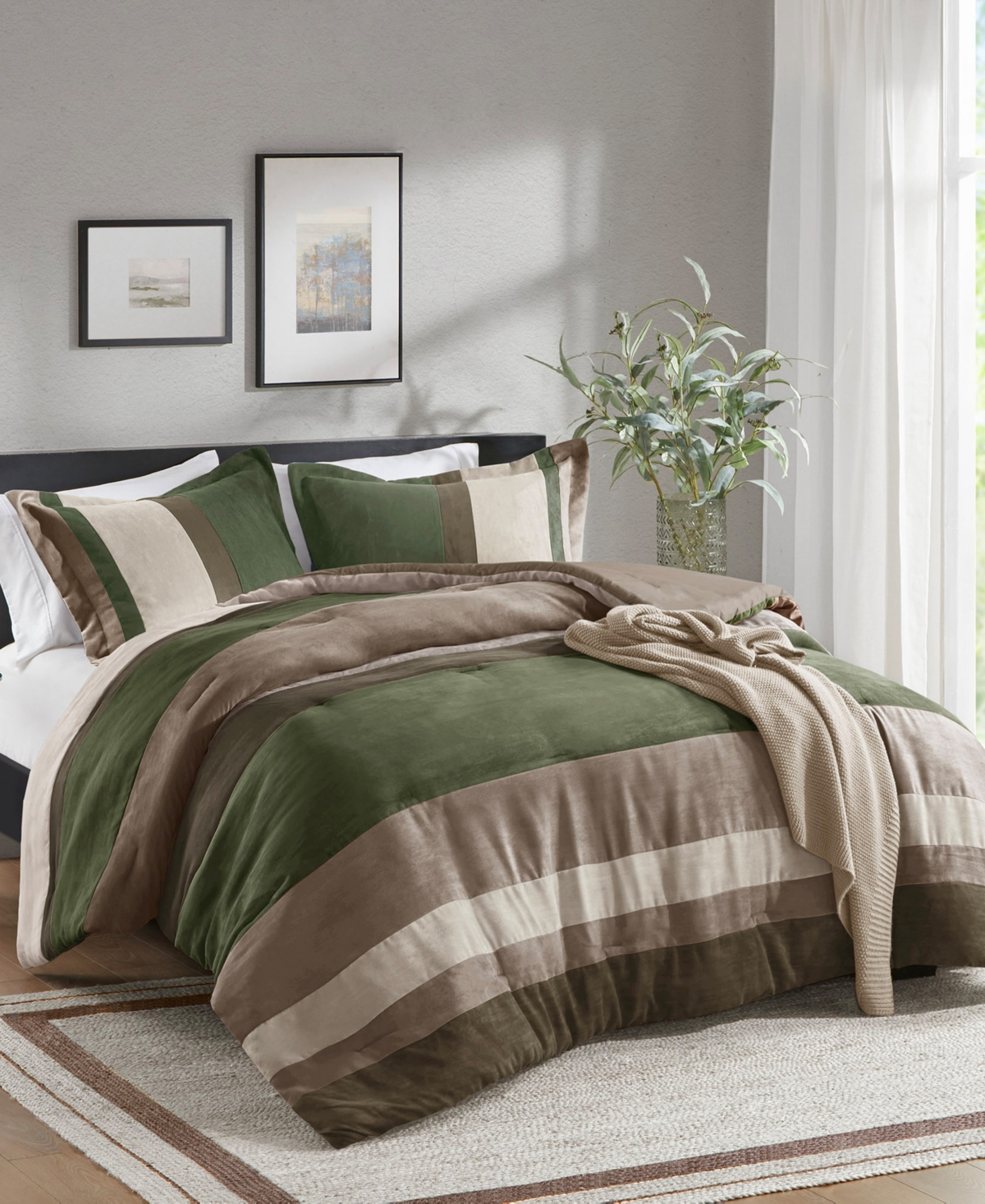 510 Design Boulder Stripe Micro Suede 2-pc. Comforter Set, Twin/twin Xl In Green