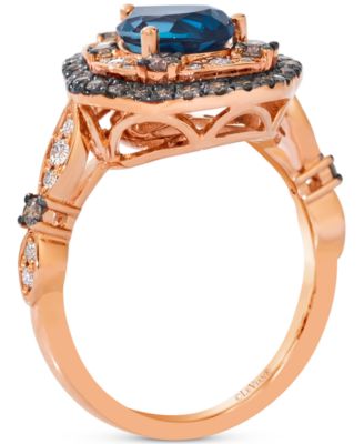 London Blue Topaz (1-3/4 ct. t.w.) & Diamond (5/8 ct. t.w.) Statement Ring in 14k Rose Gold