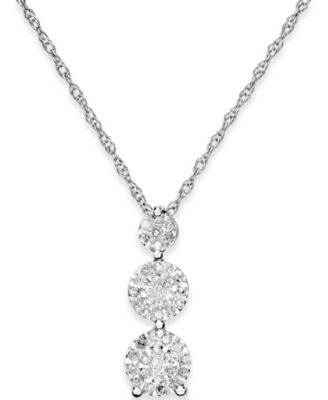 Macy's - Diamond Trio Pendant Necklace (1/5 ct. t.w.) in Sterling Silver