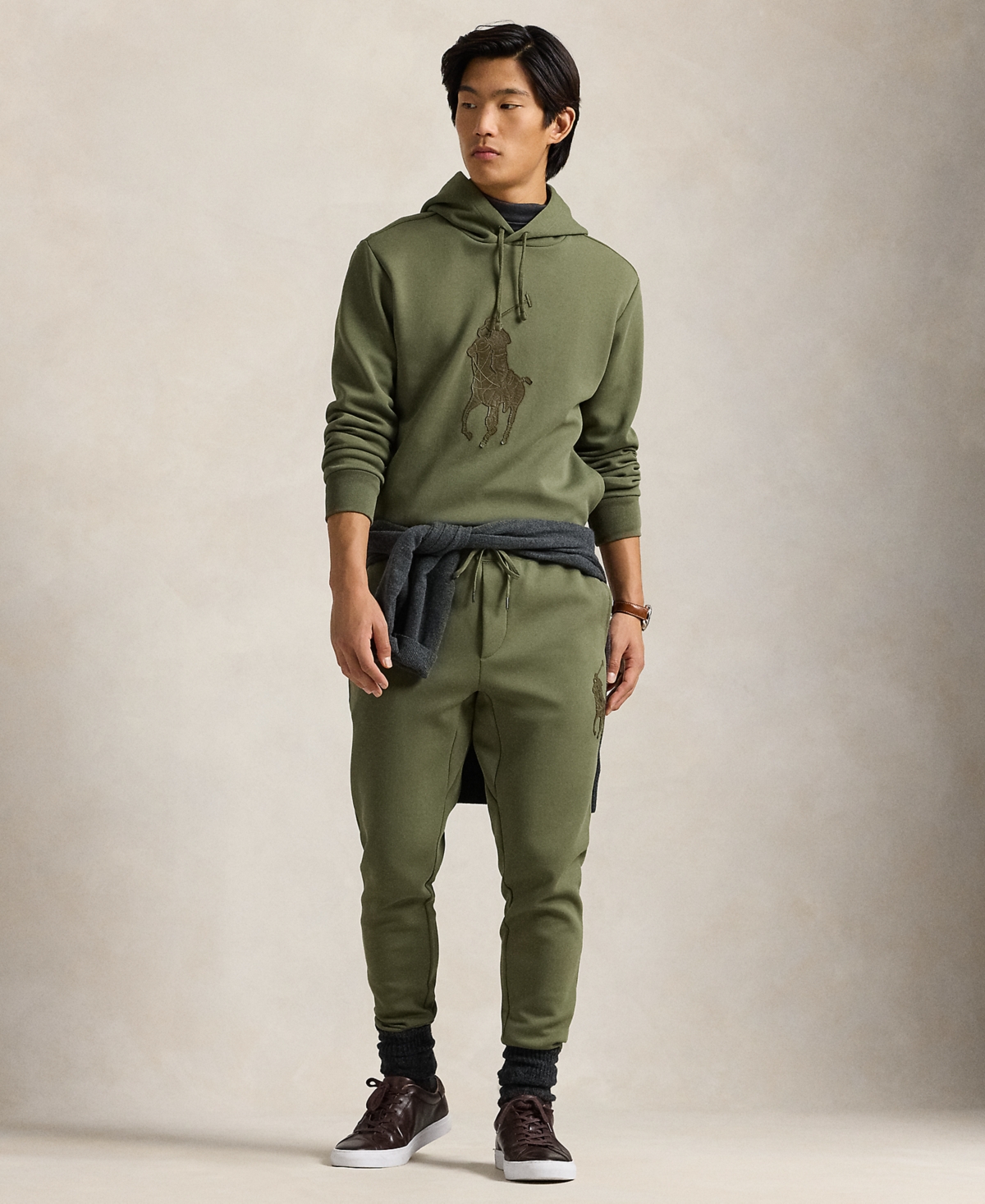 Men's Double-knit Track Pants In Thermal Green