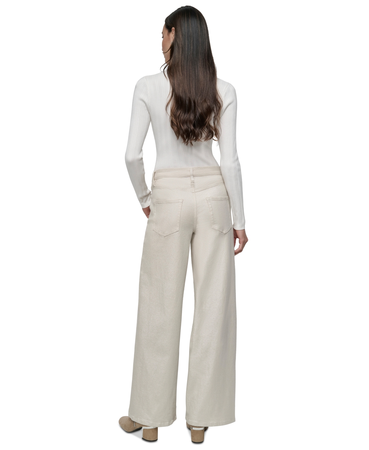 DKNY JEANS PETITE HIGH-RISE WIDE-LEG PANTS 