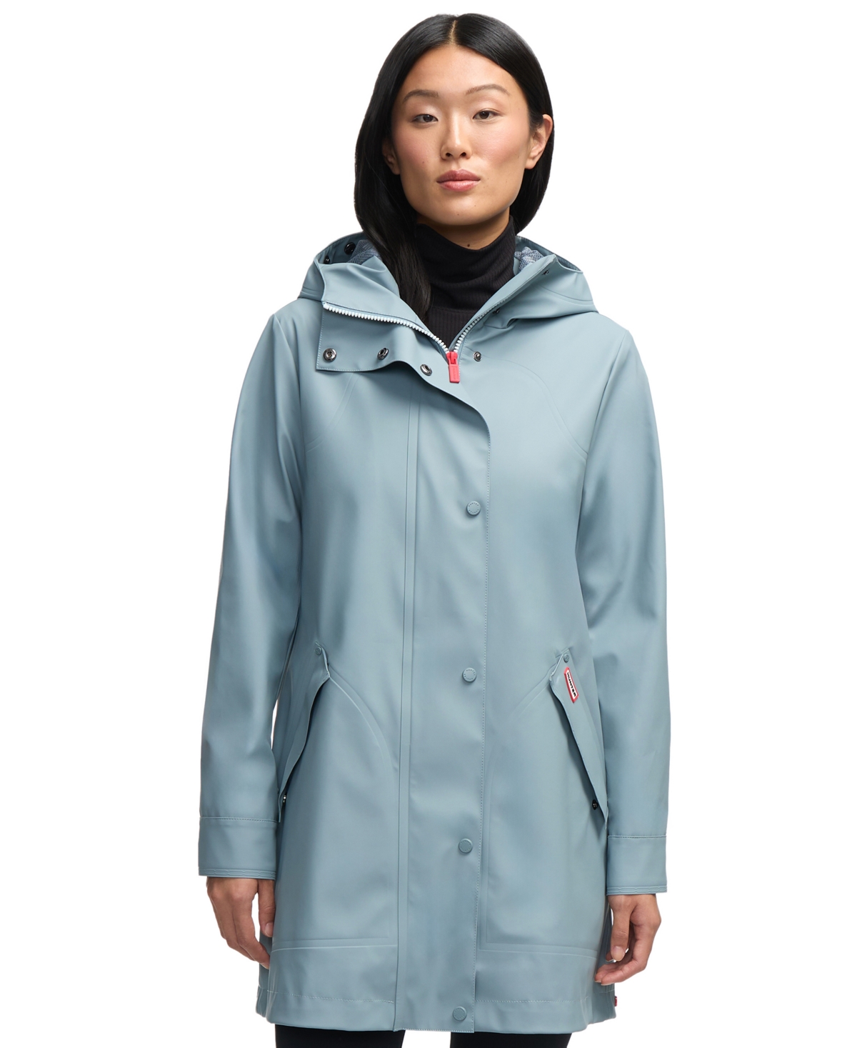 Hunter Women s Hooded Rubberized Waterproof Rain Coat Shell Pink Smart Closet