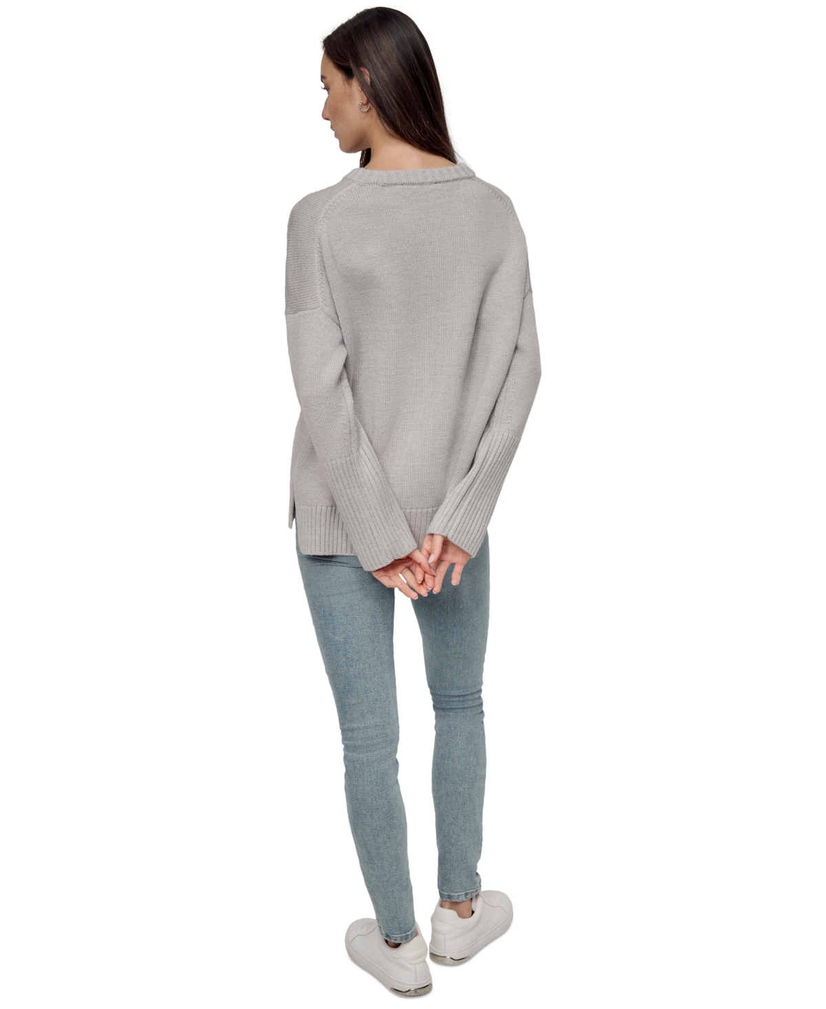 DKNY JEANS PETITE VARSITY LOGO CREWNECK SWEATER 