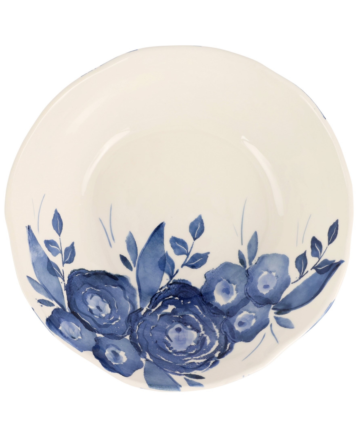Vietri Camellia Shallow Serving Bowl In Blue