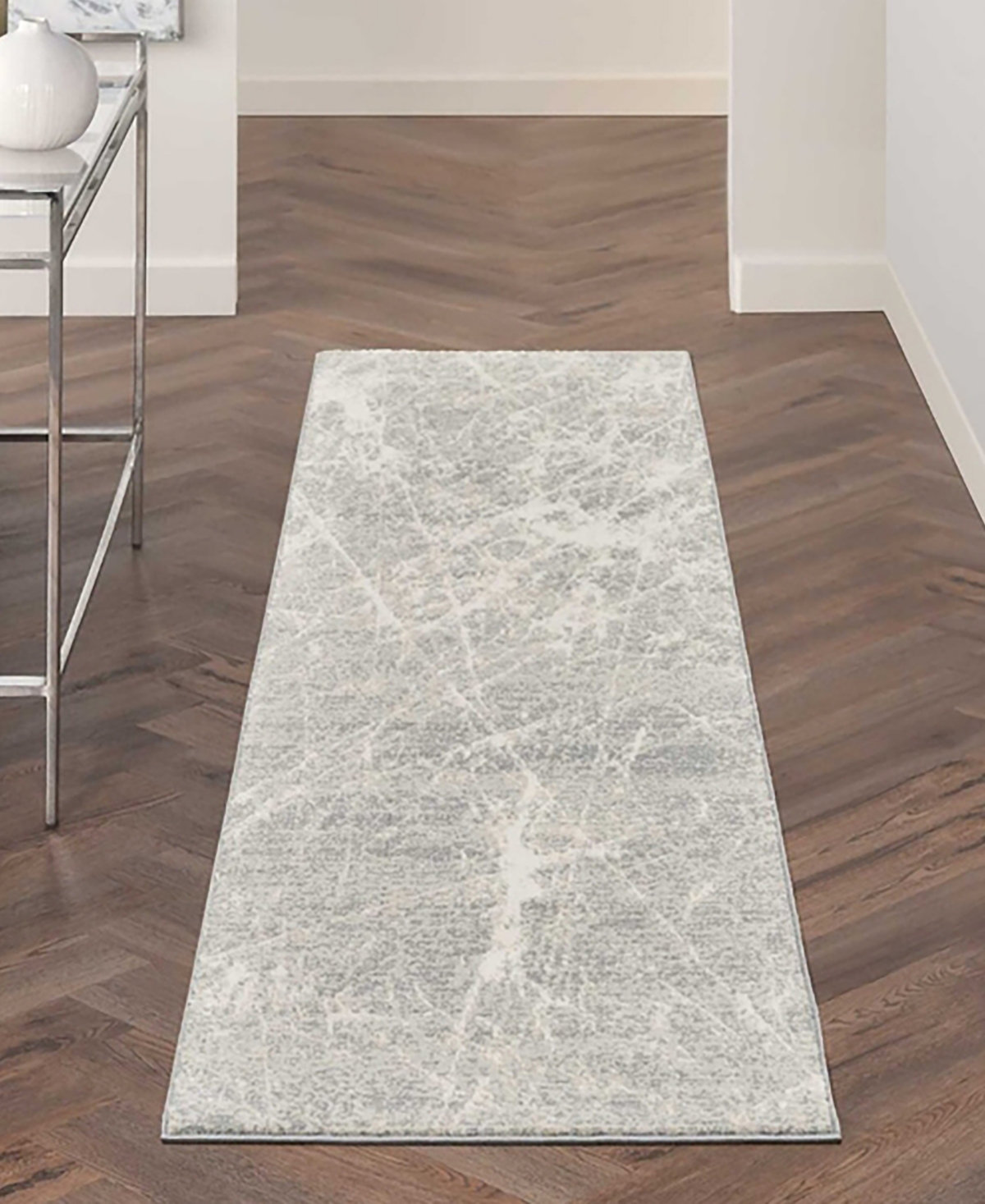 Nourison Home Exhale Exl02 2'2"x7'6" Runner Area Rug In Ivory,gray