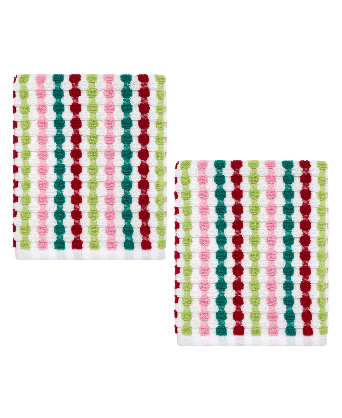 NICOLE MILLER JOLLY DOT 2-PACK COTTON HAND TOWEL SET, 28" X 16" 