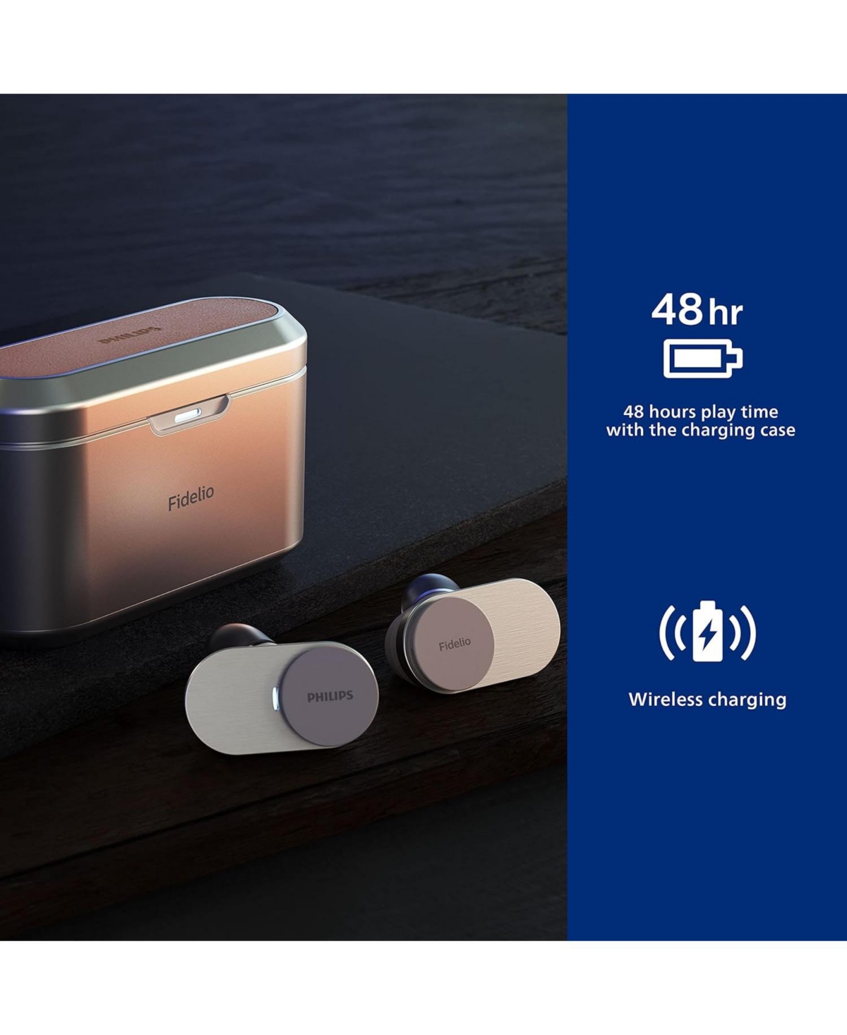 Philips Fidelio Wireless Earbuds – Premium Hi-Res Audio, 34H Playtime, Active Noise Cancellation, Luxurious Comfort, Secure Fit