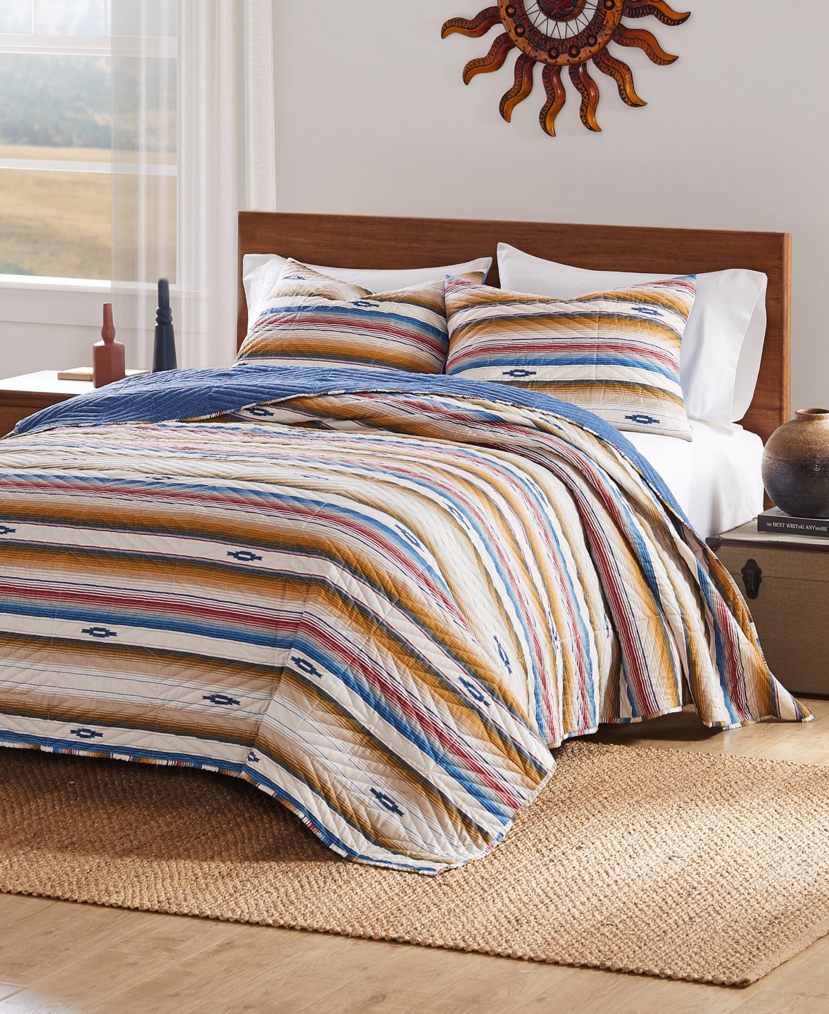 Greenland Home Fashions Painted Desert Southwestern 3-pc. Quilt Set, Full/queen In Sapphire