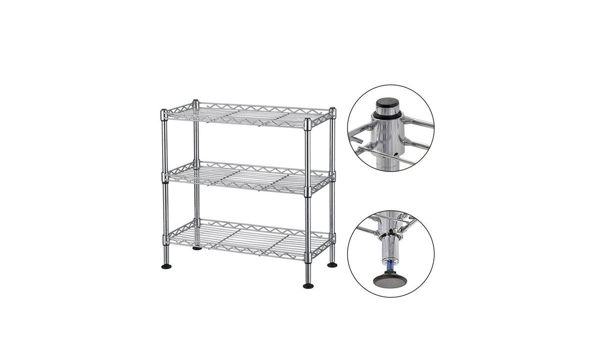 3-Tier UltraZinc Cabinet Organizer &#x2013; Durable Metal Storage Rack for Kitchen, Bathroom, and Pantry - Silver