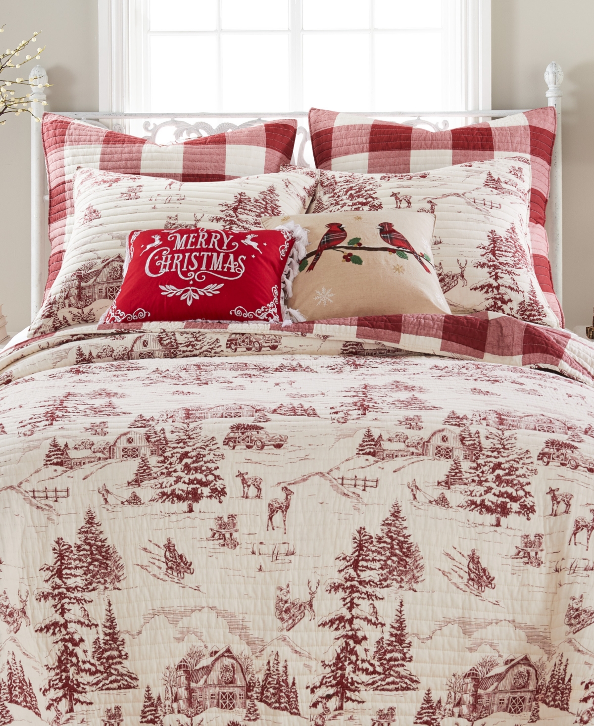 Levtex Winter Sleigh Ride Reversible 3-pc. Quilt Set, King/california King In Red