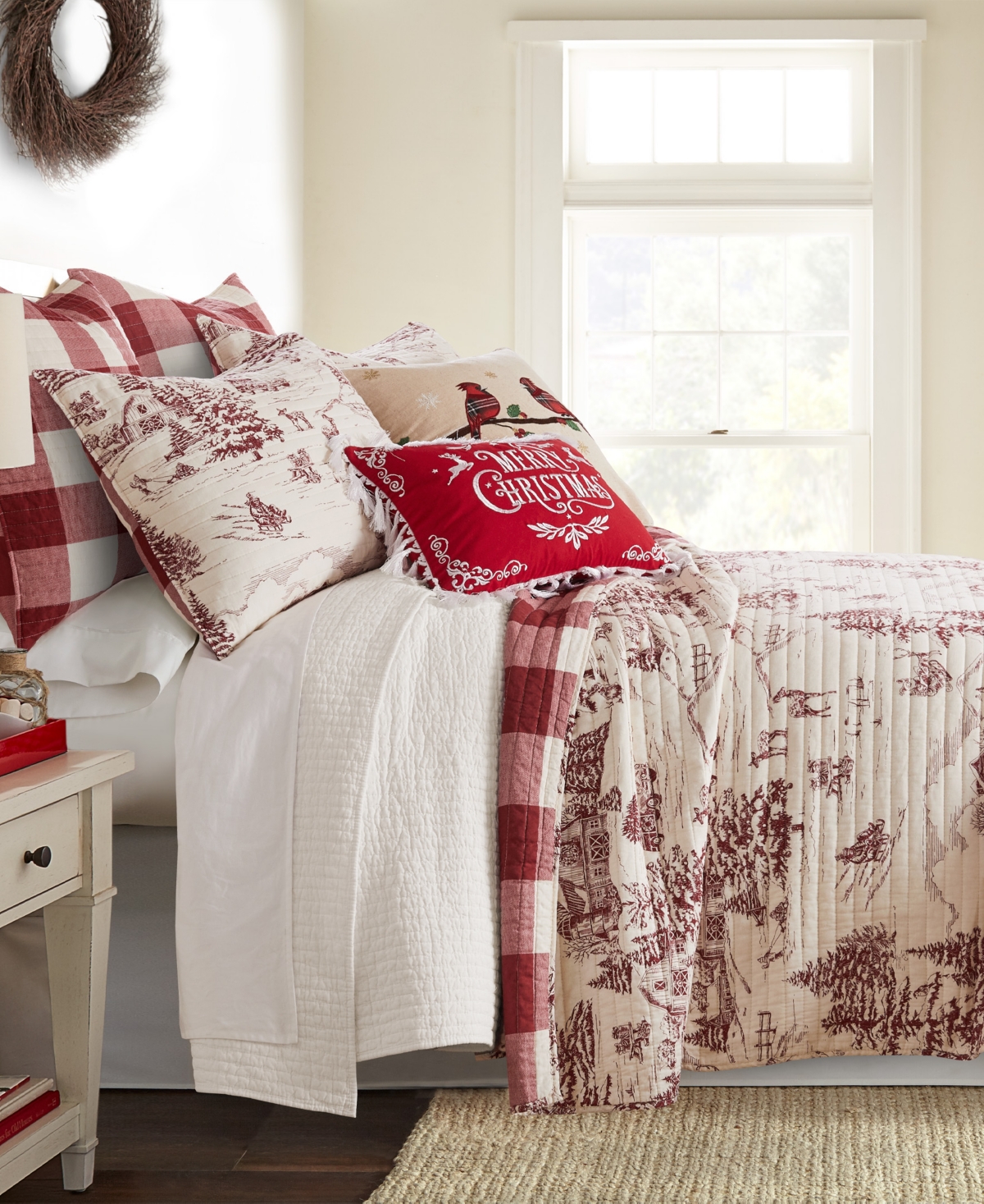 Levtex Winter Sleigh Ride Reversible 3-pc. Quilt Set, King/california King In Red