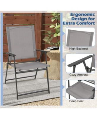 2 Pieces Patio Folding Chairs with Armrests for Deck Garden Yard