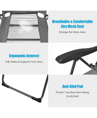 4 Pieces Patio Garden Adjustable Reclining Folding Chairs with Headrests