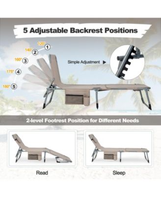 SUGIFT 5-position Outdoor Folding Chaise Lounge Chair