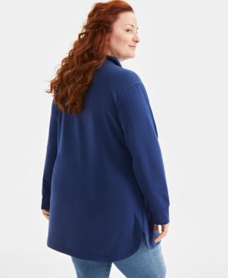 Plus Size Luxsoft Fleece Quarter-Zip Tunic Sweatshirt