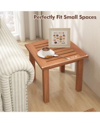 Patio Hardwood Square Side Table with Slatted Tabletop
