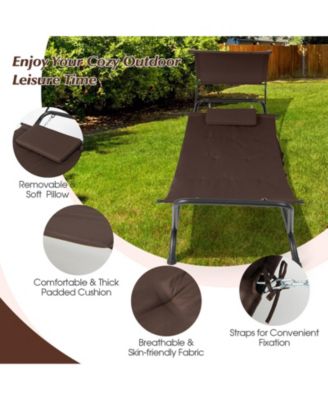 Patio Hanging Chaise Lounge Chair with Canopy Cushion Pillow and Storage Bag