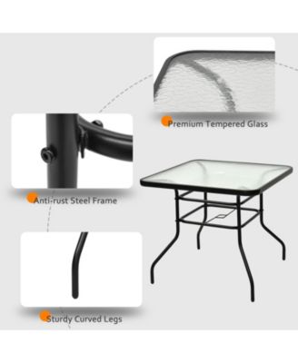 32" Outdoor Square Patio Dining Table with Convenient Umbrella Hole