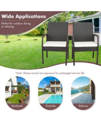 4 Pieces Patio Wicker Dining Armchair Set with Soft Zippered Cushion-Set of 4