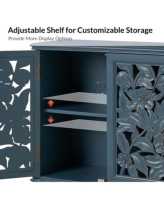 LuLu Traditional 32"Tall 2 Door Accent Cabinet Solid Wood Spindle Legs