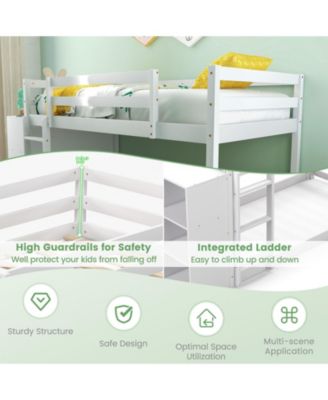 Twin Size Bunk Bed with Convertible Bookcase and Ladder