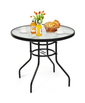 32" Round Outdoor Patio Dining Table with Convenient Umbrella Hole