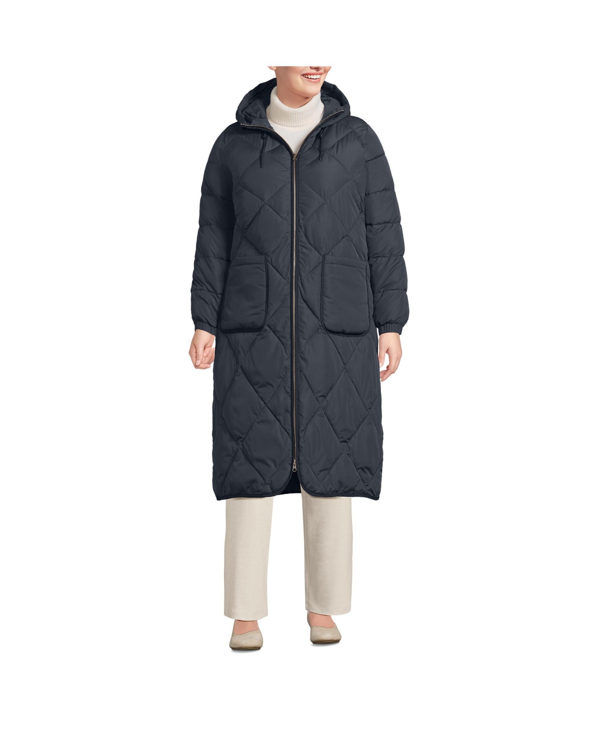 Lands' End Plus Size FeatherFree Insulated Diamond Quilted Maxi Coat