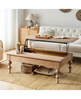 Gaston Farmhouse Lift Top 4 Legs Coffee Table with Storage