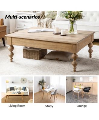 Gaston Farmhouse Lift Top 4 Legs Coffee Table with Storage