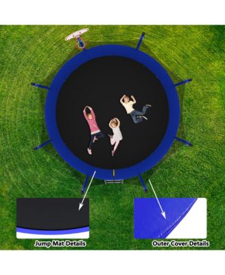 12FT Trampoline Green for Kids & Adults with Basketball Hoop and Ball ,Recreational Trampolines with Safety Enclosure for Back Yard Outdoor