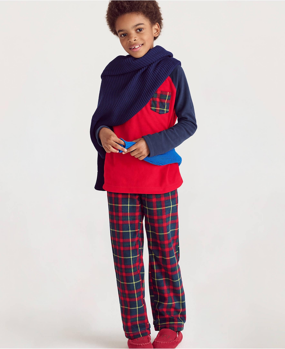 Lands' End Big Girls Long Sleeve Pocket Fleece Pajama Set