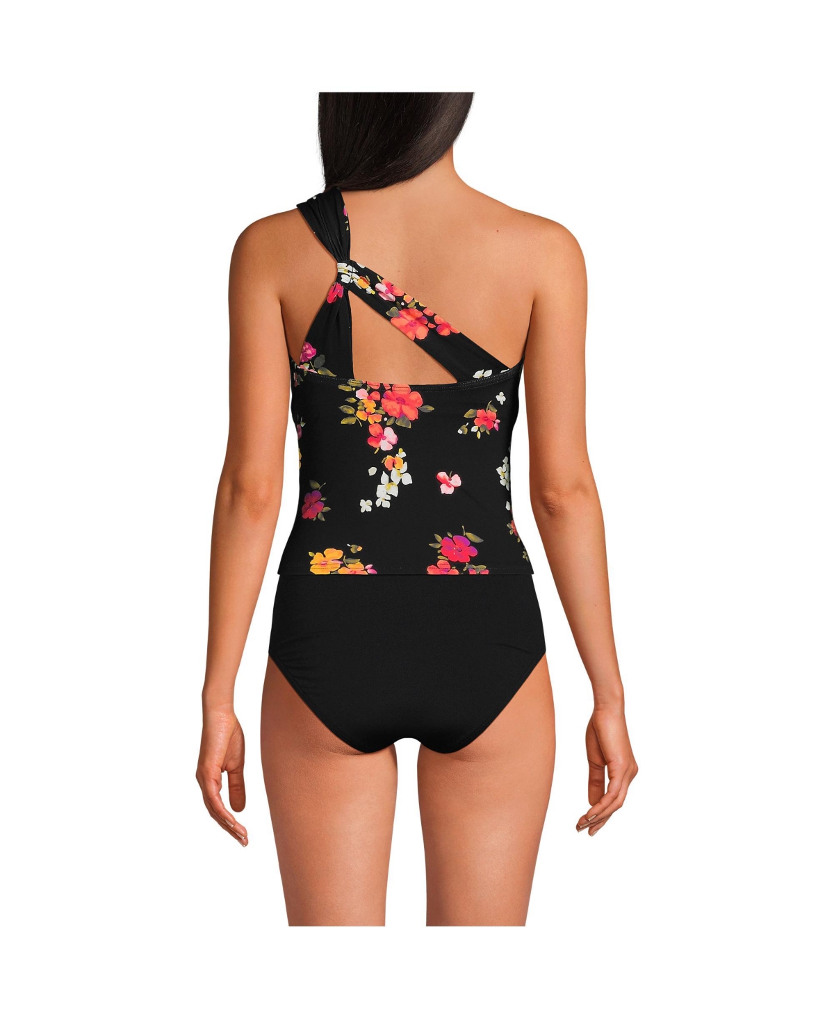 Lands' End Women's Shirred One Shoulder Tankini Swimsuit Top