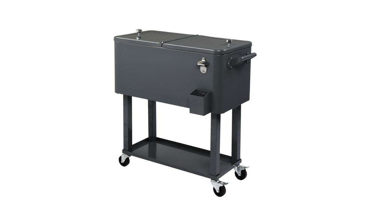 Slickblue 80QT Rectangular Plastic Box Iron Foot Tube Refrigeration and Insulation Cart