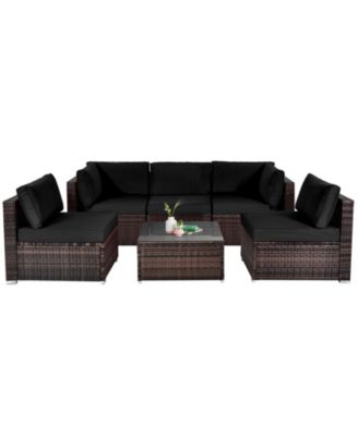 SUGIFT 6 Pieces Patio Rattan Furniture Set with Cushions