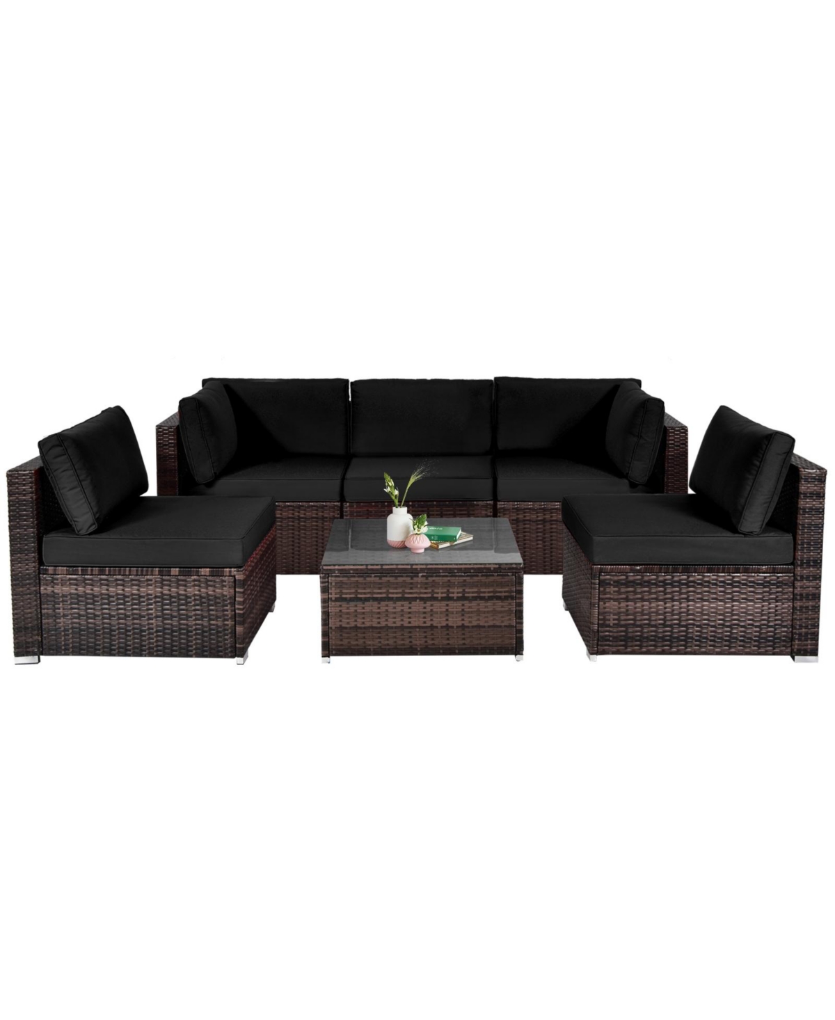Vebreda Sugift 6 Pieces Patio Rattan Furniture Set with Cushions
