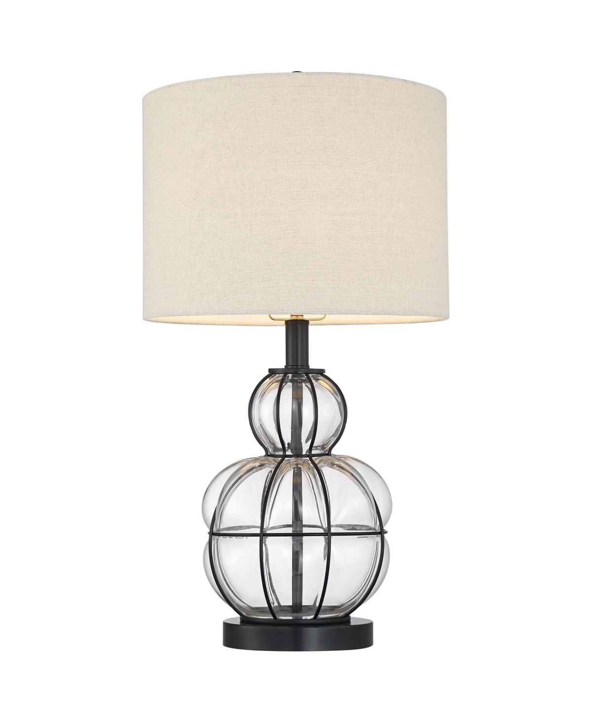 360 Lighting Eric Rustic Table Lamps High Set of 2 Dark Bronze Brown Clear Blown Glass Gourd Burlap Fabric Drum Shade for Living Room Bedroom Hous