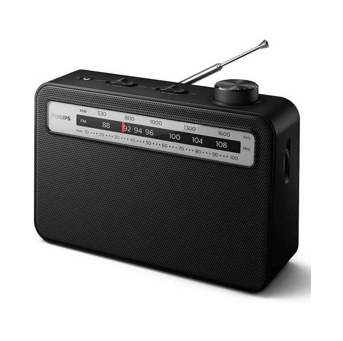Philips Portable Am/Fm Radio with Speaker, Battery Operated, Compact Design, Analog Tuning, and Headphone Jack -- Black