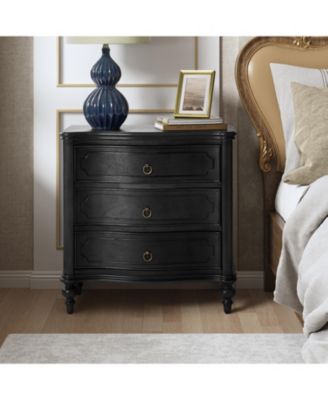 1 PC Solid Wood Spindle Legs Mauro Traditional 3-Drawer Nightstand