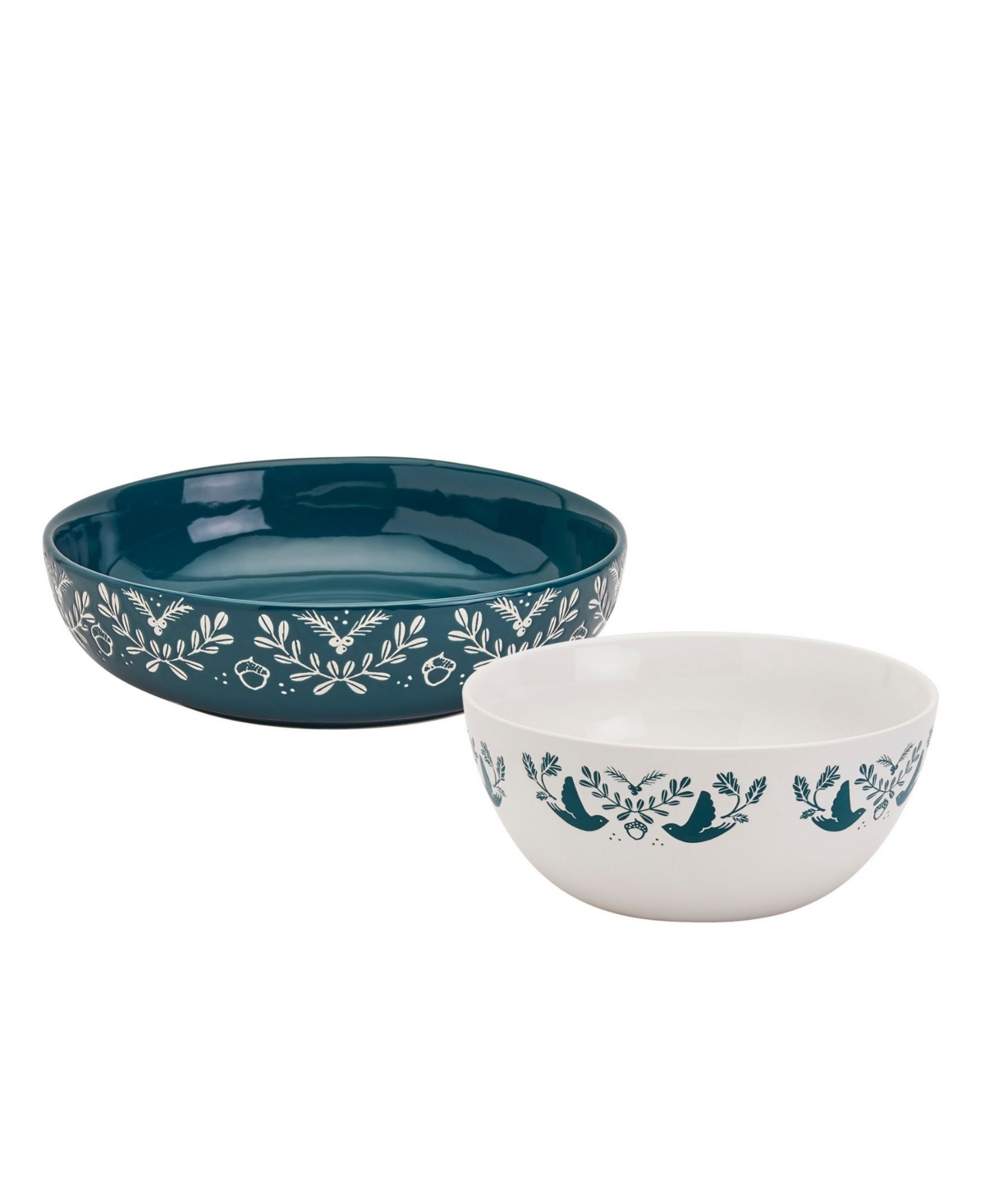Tabletops Gallery Winter Forest Serving Bowls, Set of 2