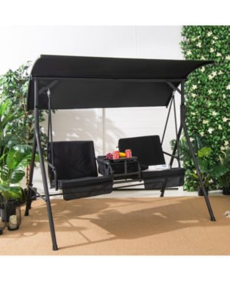Porch Swing Chair with Adjustable Canopy