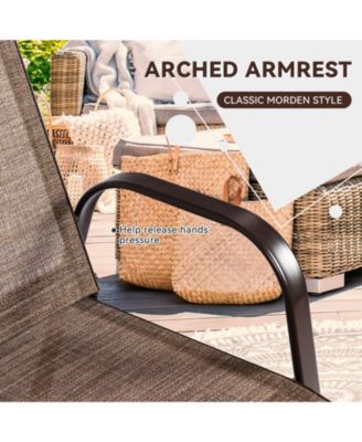 2 Pieces Patio Outdoor Dining Chair with Armrest