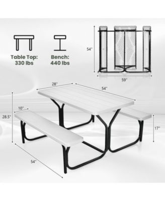 HDPE Outdoor Picnic Table Bench Set with Metal Base