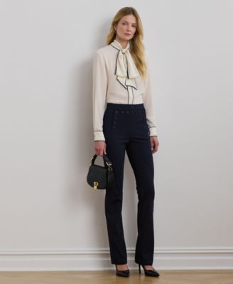 Lauren Ralph Lauren Women's Two-Tone Georgette Tie-Neck Blouse