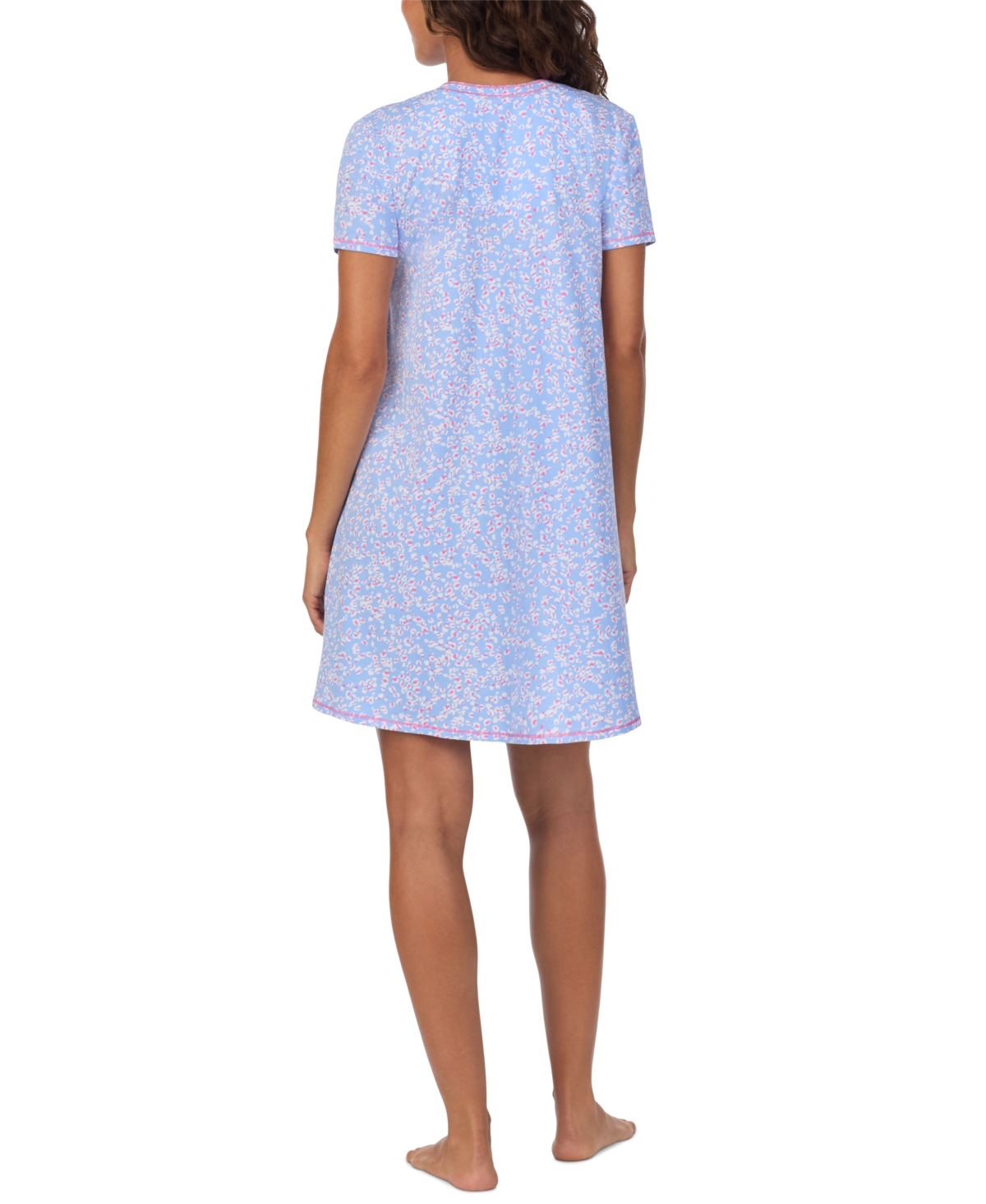 Shop Cuddl Duds Women's Printed Short-sleeve Sleepshirt In Periwinkle Print