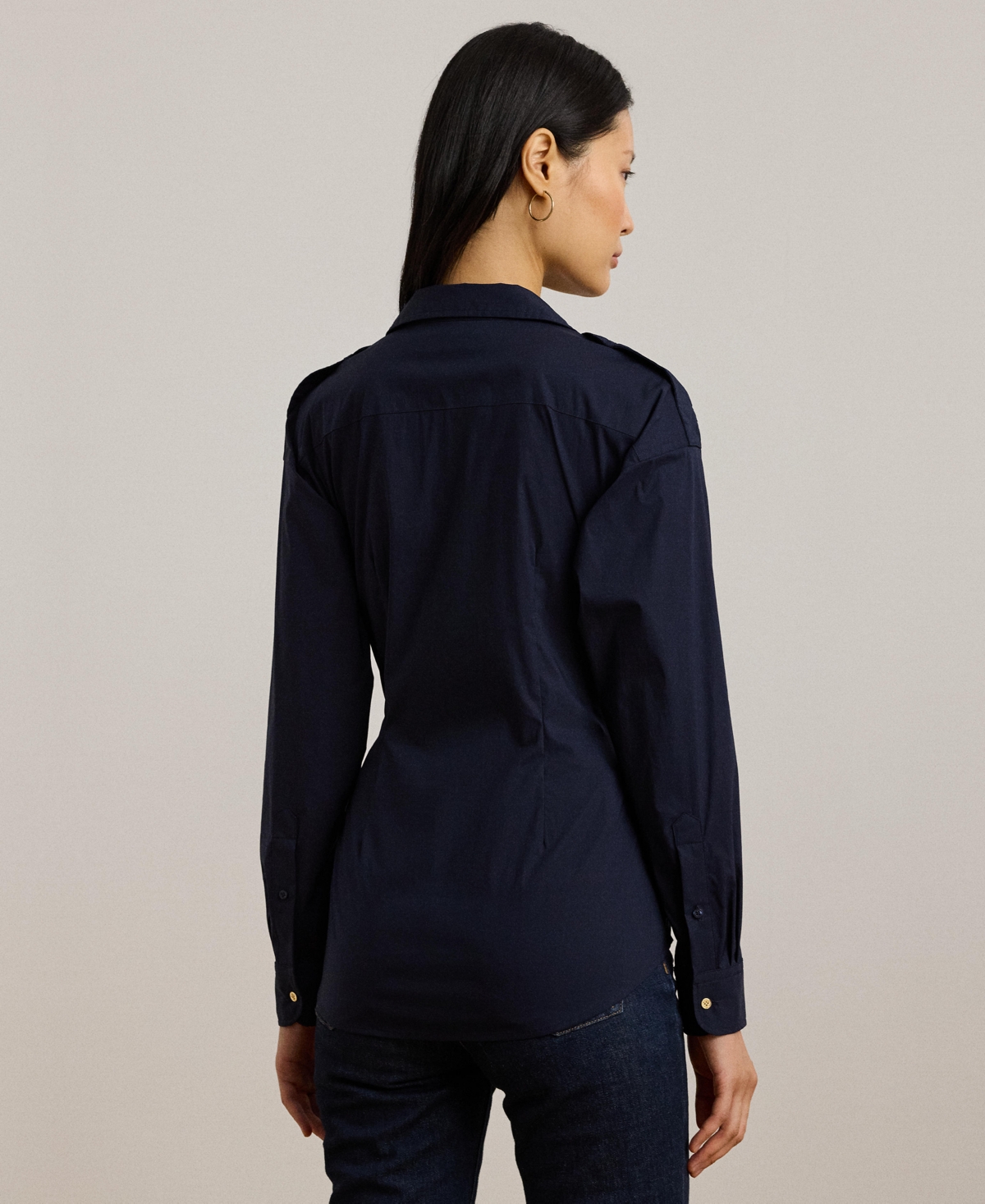 Lauren Ralph Lauren Women's Tie-Front Cotton-Blend Shirt